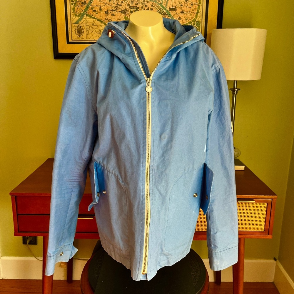 RARE VTG Gloverall Blue Hooded Zip-up 100% Cotton Lightweight Jacket